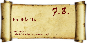 Fa Béla névjegykártya